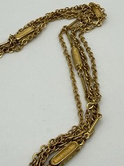 Vintage Gold Tone Multi Strand 24”Lariat Tassel Pendant Necklace