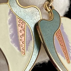 Vintage Laurel Burch Earrings CALLA LILY Flower 1.75” Gold Multi Color Ladies 8g