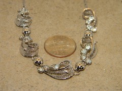 Vintage Sorrento Sterling Rhinestone Filigree Necklace