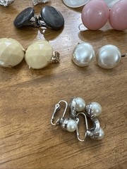 Lot 19 Pair VTG Clip On & Twist Back Earrings Beaded Pearl Retro Mod W/ Box