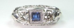 Antique Art Deco Diamond Engagement 14K White Gold Ring Size 7 UK-N1/2 EGL USA