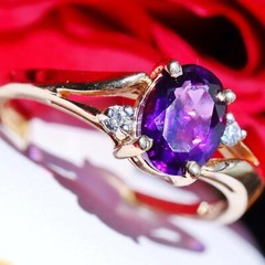 10k yellow gold ring 1.00ct natural amethyst diamond sz 6.5 handmade 2.0g N3011U