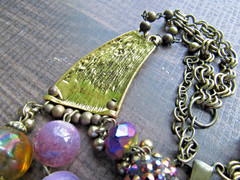 Vintage Statement Necklace Chunky Multi Strand Beads Glass & Lucite AB Chain