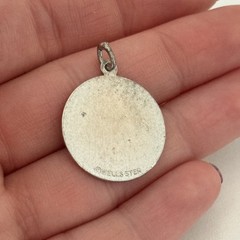 Vintage 925 Sterling Silver Happy Birthday Cake Round Medal Charm Pendant