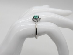 Scott James $5000 1.50ct Colombian Emerald Diamond 18k White Gold HALO Ring