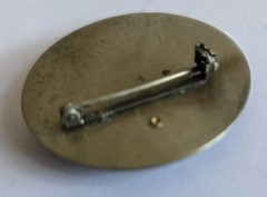 Vintage Mixed Metal Man in the Moon Brooch Brass Copper Mother of Pearl