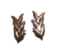 Vintage Renoir Copper Leaves Clip On Earrings