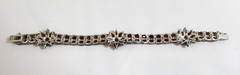 MICHELLE ALBALA 925 Sterling Silver Almandine Garnet Floral Tennis Bracelet 7″