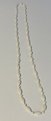 Vintage Marquis and Flower Shaped Pieces Cream Color Plastic Necklace Hangs 17″