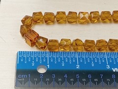 Art Deco 17″ Varies Style & Size Amber Colored Faceted Glass Bead Necklace
