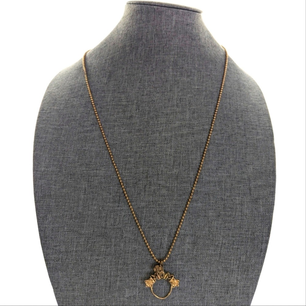 Vintage 90s Avon Gold Tone Mother’s Day #1 Mom Charm Pendant Chain Necklace