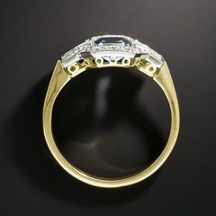 Art Deco Style Aquamarine Lab Created Diamond Anniversary 14K White Gold FN Ring