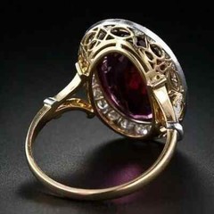 4.0Ct Art Deco Style Oval Cut Lab-Created Ruby Halo Engagement Ring 925 Silver