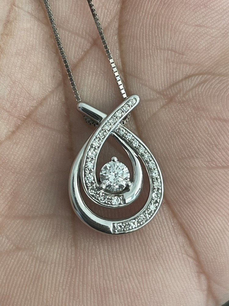 14KT WHITE GOLD 0.60CTW DIAMOND TEAR DROP DOUBLE HALO PENDANT