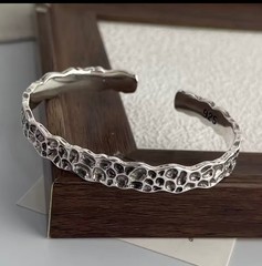 Vintage Boho Silver Tone Bangle Bracelet for Women Floral Rose Butterfly Adjusta