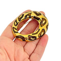 Vintage JACKIE COLLINS gold enamel panther designer runway brooch
