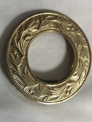 vintage gold tone circle Flat Open Floral scarf slide clip 1.5” W Germany