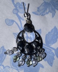 Vintage Silver Pierced Earrings with Light Blue, Yellow & Lavender Crystals