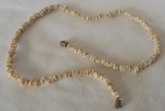 Unisex Beige Cream Puka Heishi Shell Choker Necklace 16 Inches