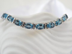 New Sterling Silver 925 Natural Heated London Blue Topaz Tennis Bracelet Fits 7″