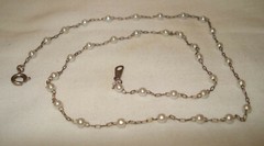 Vntg Korea Silver Tone Metal Faux Pearl Ball Link Chain 18 ¼” Jewelry Necklace