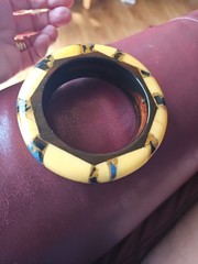 RICHARD MARCUS VINTAGE 1980’s MAMMOTH IVORY & SEMI PRECIOUS STONES BANGLE