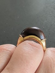 Vintage Lanvin Gold Tone Tortoise? Ring Sz 6.75 P25