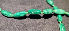 Vintage Oblong Elongated Malachite Stone Beaded Necklace