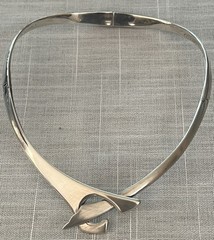 TAXCO STERLING SILVER ASYMMETRICAL NECK COLLAR NECKLACE 16”.