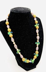 VENDOME Frosted Lavender Givre Glass Beaded Necklace Signed Vintage Jewelry