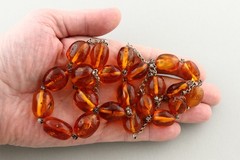 ANTIQUE Vintage Genuine INSECTS Beads BALTIC AMBER Chain Necklace 71g 260312-2