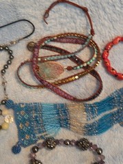 lot of 17 pcs of Beaded jewelry variety of items, sizes, Watch, colors.
