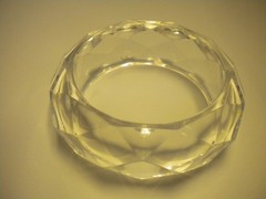 Chunky Thick CRYSTAL-CLEAR FACETED Lucite Acrylic Bangle Bracelet BEAUTIFUL