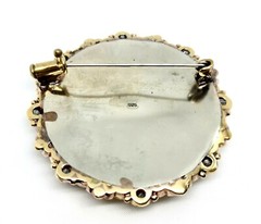 Vintage Silver Brooch Plated With Gold Water Set With Zrconia And Amethy Stones.