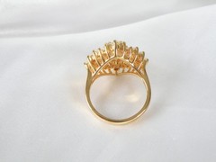 Vintage Sterling Silver 925 Yellow Gold over CZ Baguette Starburst Ring Size 9
