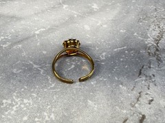 Vintage Gold Tone Green Rhinestone Ring Size 5.5 Adjustable