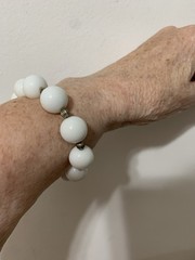 Vintage Milk Glass Stretch Bracelet with A Smooth Glossy Texture ball Design 7”