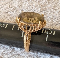 10k Solid Gold Filagree Citrine Cocktail Ring Sz 4.25 Tested 4.3 grm