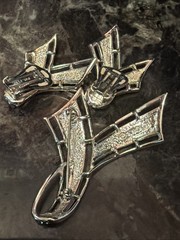 Vntg EMMONS PAT PEND Brooch & Earring Set Textured Silver Tone Ribbon NOS 10/10