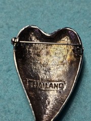 Vintage Silver Heart Swirling 2″ Signed Thailand