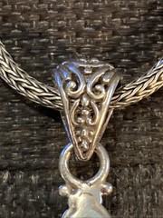 Vintage JTV Sarda Sterling Silver 925 Wheat Snake Chain w/ Filigree Sarda Cross