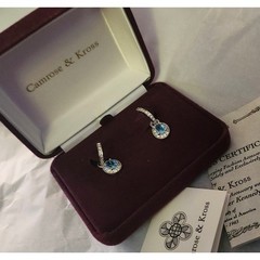 Camrose & Kross JBK Jackie Kennedy Blue Stone Dangle Drop Earrings with COA NIB