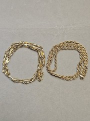 Vintage Monet Necklace Lot Of 2 Gold Tone Diamond Shaped Link And Rope Chain