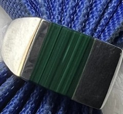 Malachite Sterling Silver 0.925 VINTAGE Men’s 7/16″ N to S BAND RING size 10.75