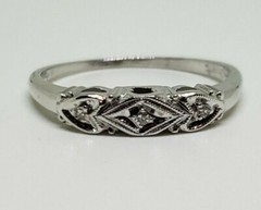 Vintage 14k White Gold Art Deco Diamond Band Size 6.75 1.6 Grams