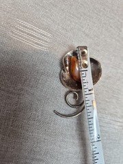 M STERLING MODERNIST 925 STERLING SILVER & Carnelian Agate BROOCH