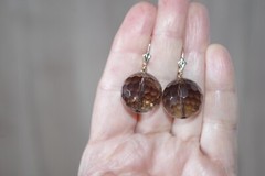 14K Gem Quality Micro Faceted Smokey Topaz Large Ball Earrings