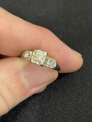 Vintage ENCORE 14K White Gold Ring 3 Clear Stones 2.4g Size 6.5 READ DESCRIPTION