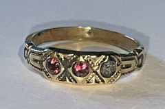 Antique Gold Filled Baby Band Ring TINY Size 0.5 Red Stones PROJECT 🌺🌺