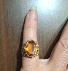 Victorian Ring Brass 1800s Citrine Huge Romantic Era Snake Callalilly Size 6